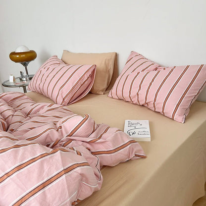 Calder Double Stripe Washed Cotton Bedding Set - WhisperLinens