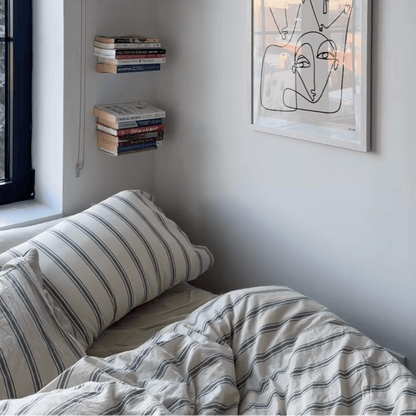 Calder Double Stripe Washed Cotton Bedding Set - WhisperLinens