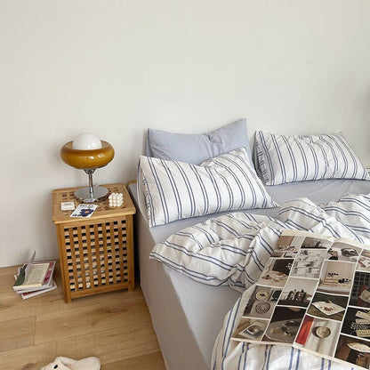 Calder Double Stripe Washed Cotton Bedding Set - WhisperLinens