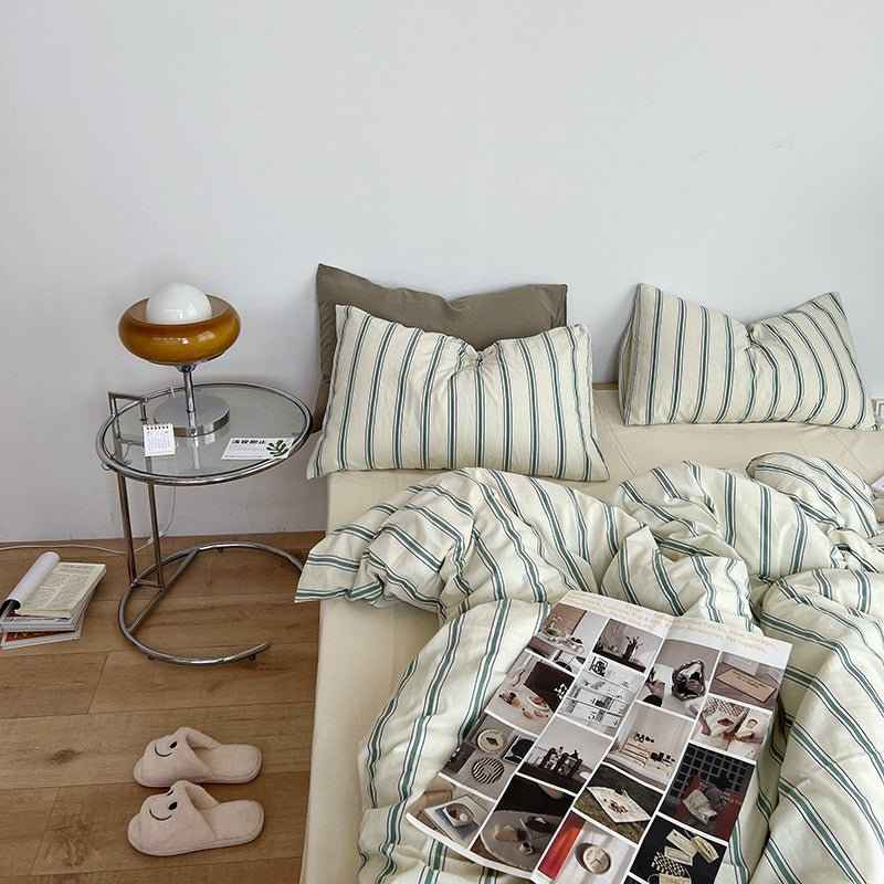 Calder Double Stripe Washed Cotton Bedding Set - WhisperLinens