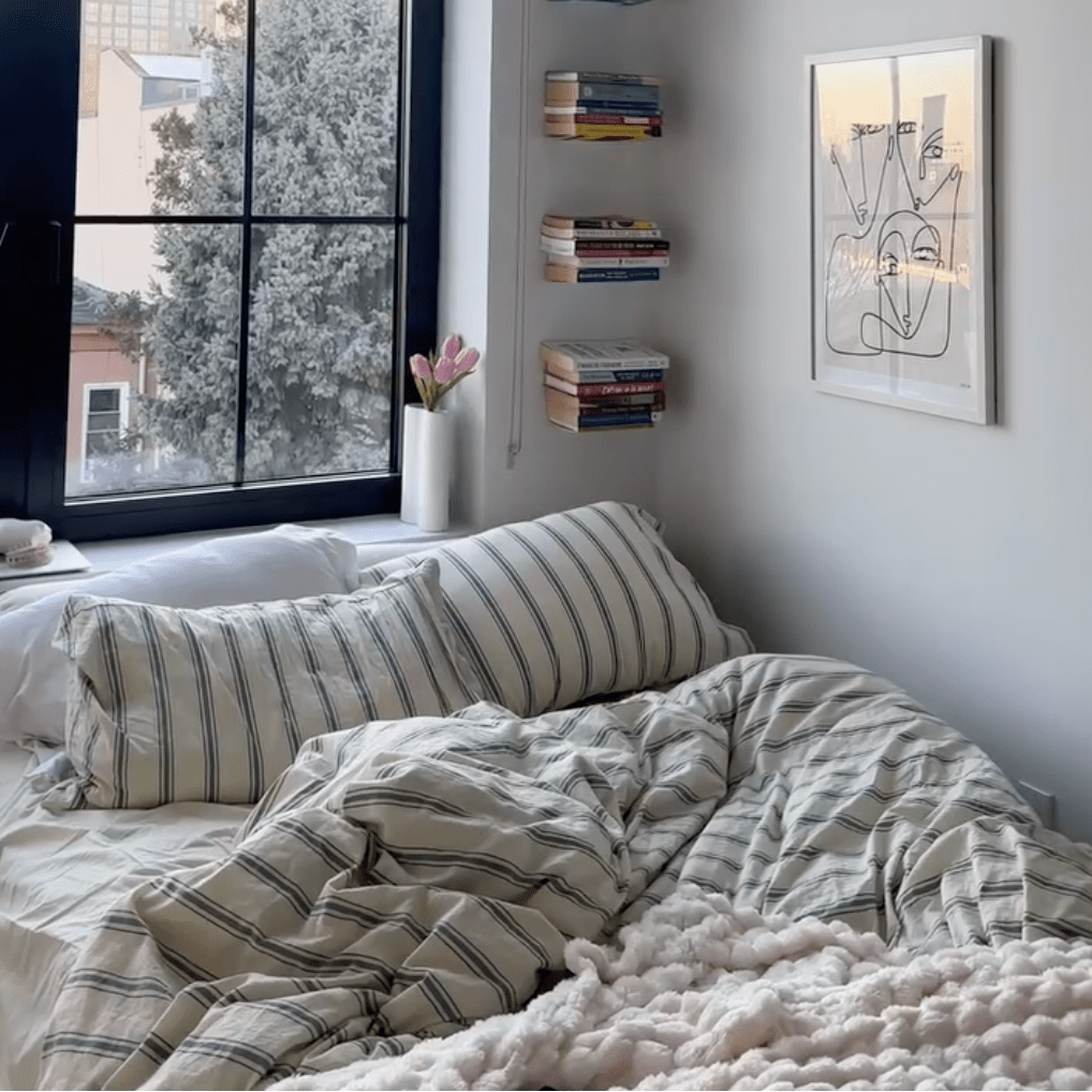 Calder Double Stripe Washed Cotton Bedding Set - WhisperLinens