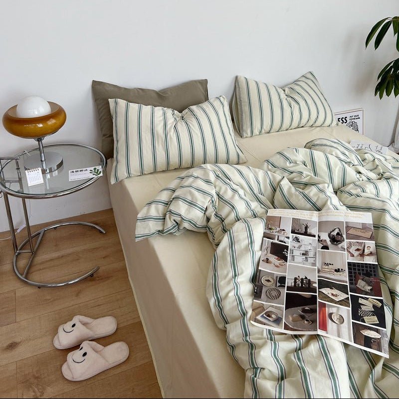 Calder Double Stripe Washed Cotton Bedding Set - WhisperLinens