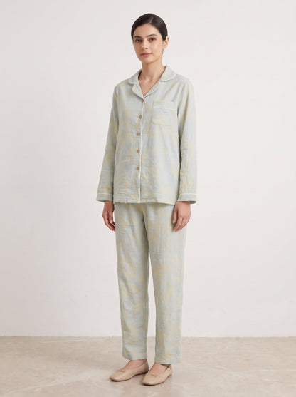 Celia Green Botanical Long-Sleeve Cotton Pajama Set - WhisperLinens