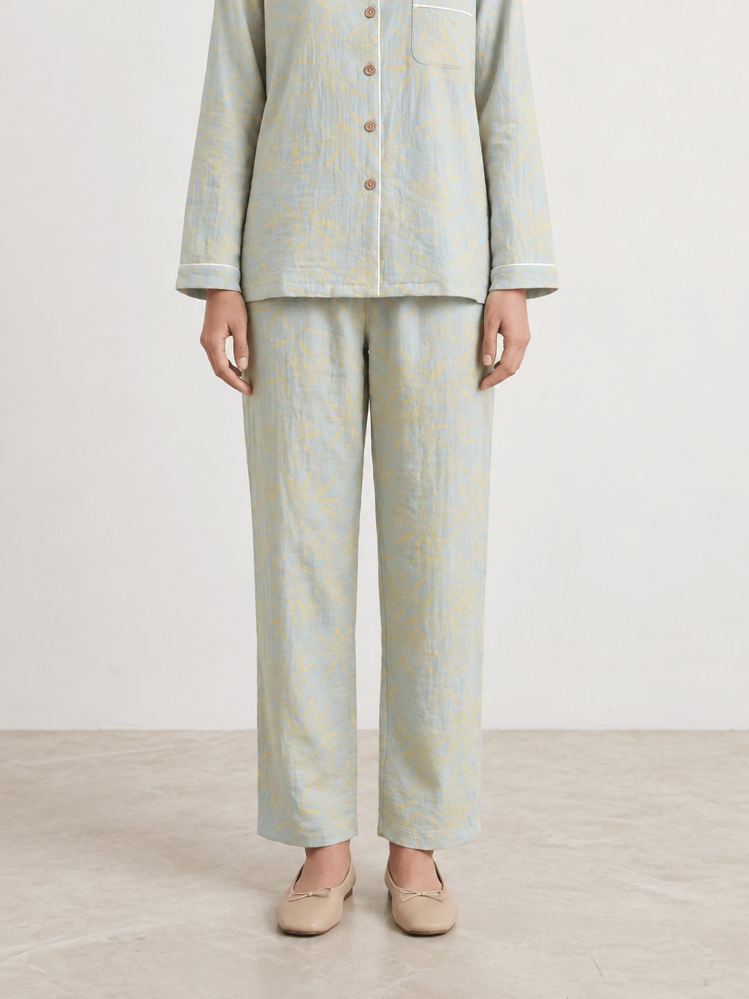 Celia Green Botanical Long-Sleeve Cotton Pajama Set - WhisperLinens