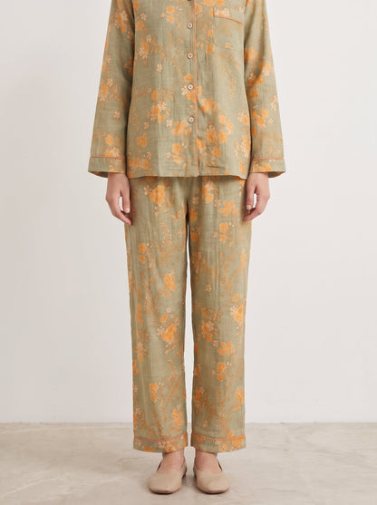 Celia Green Botanical Long-Sleeve Cotton Pajama Set - WhisperLinens