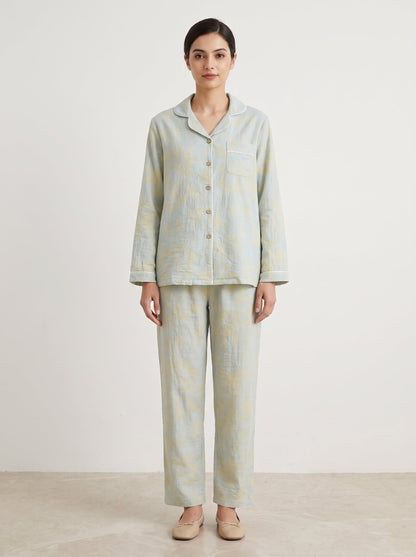 Celia Green Botanical Long-Sleeve Cotton Pajama Set - WhisperLinens