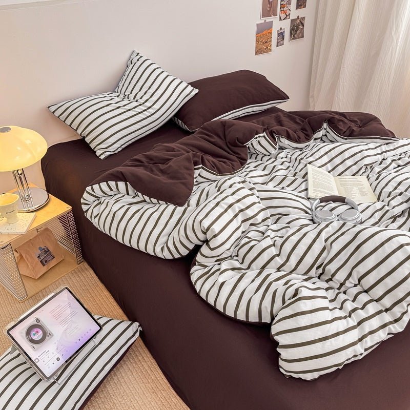 Classic Line Stripe Bedding Collection - White - WhisperLinens