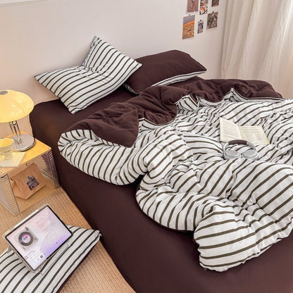 Classic Line Stripe Bedding Collection - White - WhisperLinens