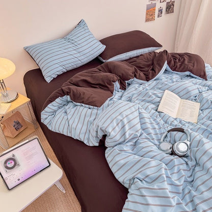 Classic Line Stripe Bedding Collection - Blue - WhisperLinens