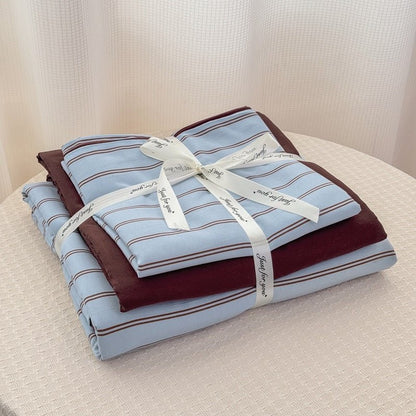 Classic Line Stripe Bedding Collection - Blue - WhisperLinens