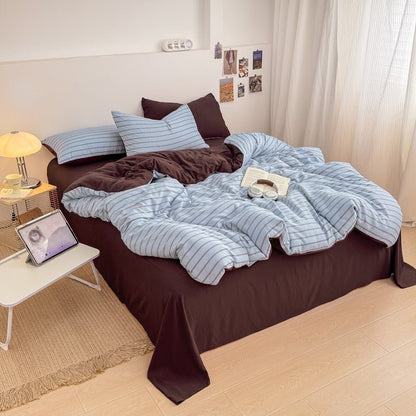 Classic Line Stripe Bedding Collection - Blue - WhisperLinens