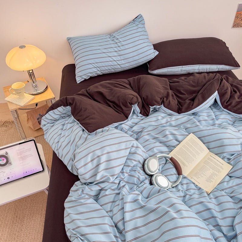 Classic Line Stripe Bedding Collection - Blue - WhisperLinens