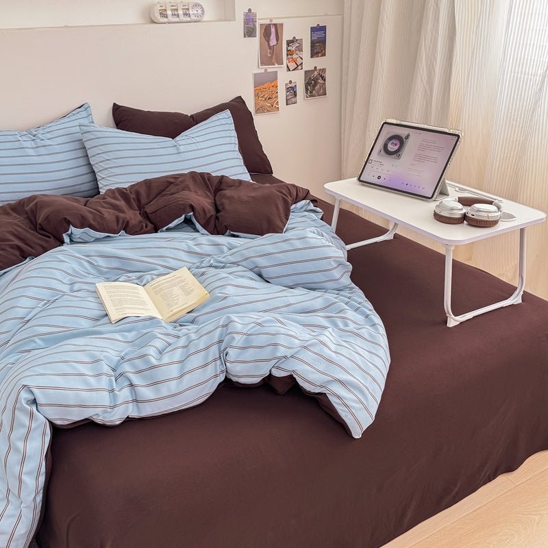 Classic Line Stripe Bedding Collection - Blue - WhisperLinens