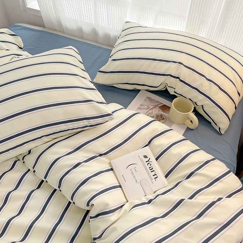 Cream with Navy Stripes