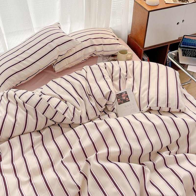 Light Pink with Plum Stripes
