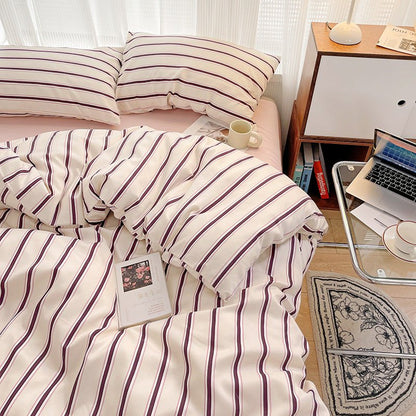 Light Pink with Plum Stripes