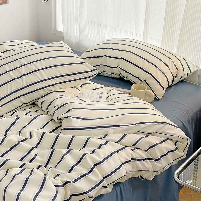 Cream with Navy Stripes
