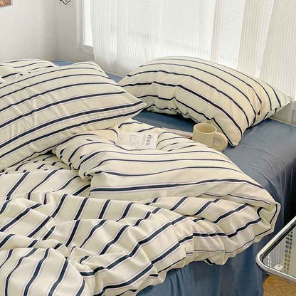 Cream with Navy Stripes