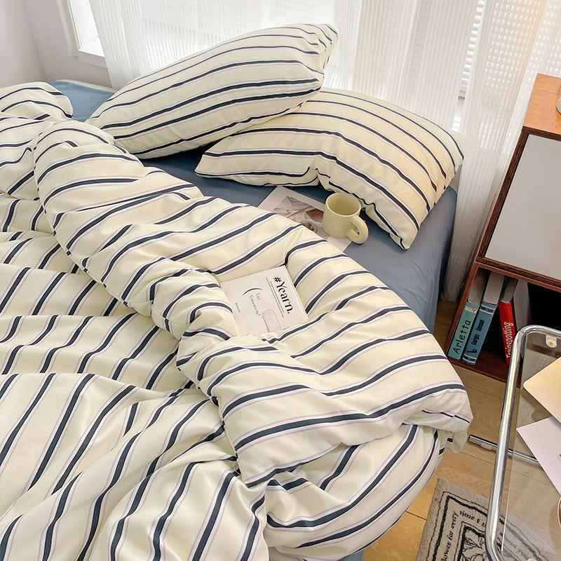 Cream with Navy Stripes