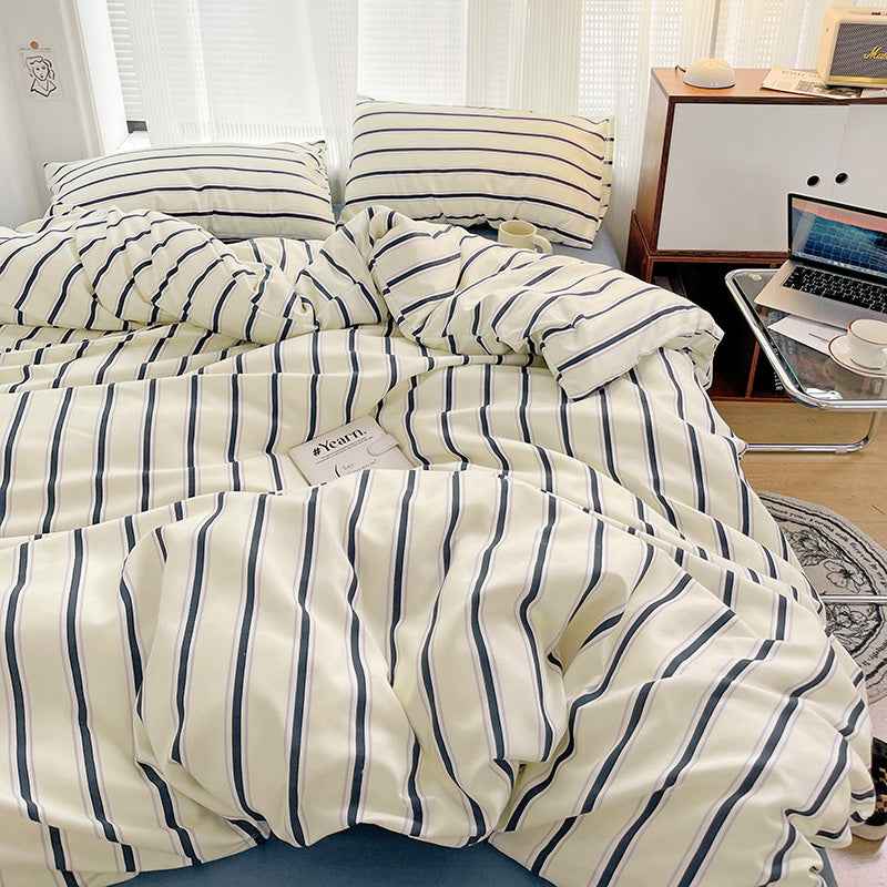 Cream with Navy Stripes