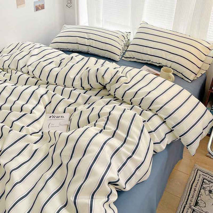 Cream with Navy Stripes