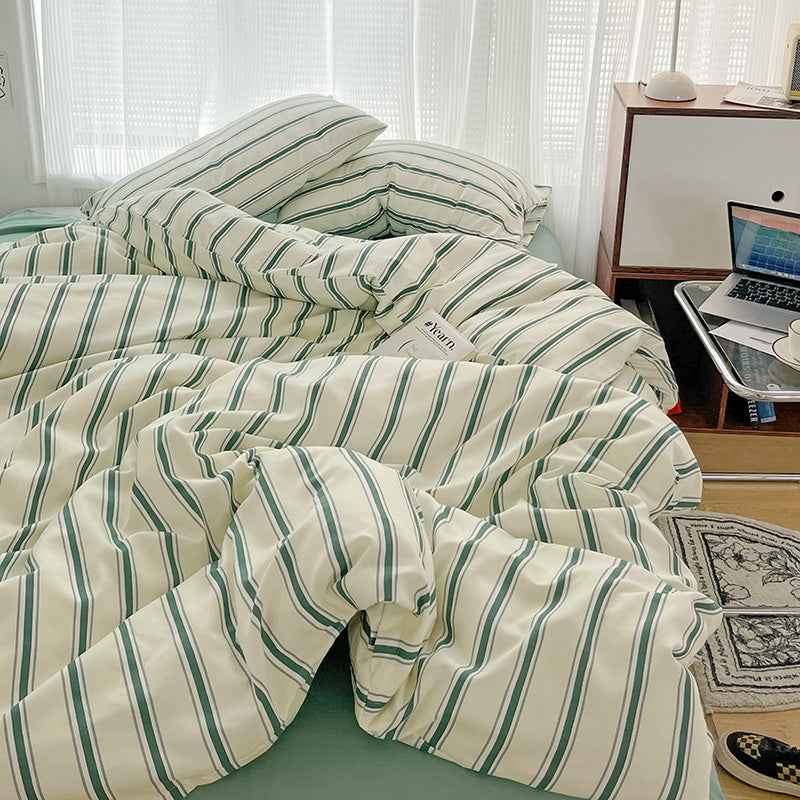 Cream with Green Stripes