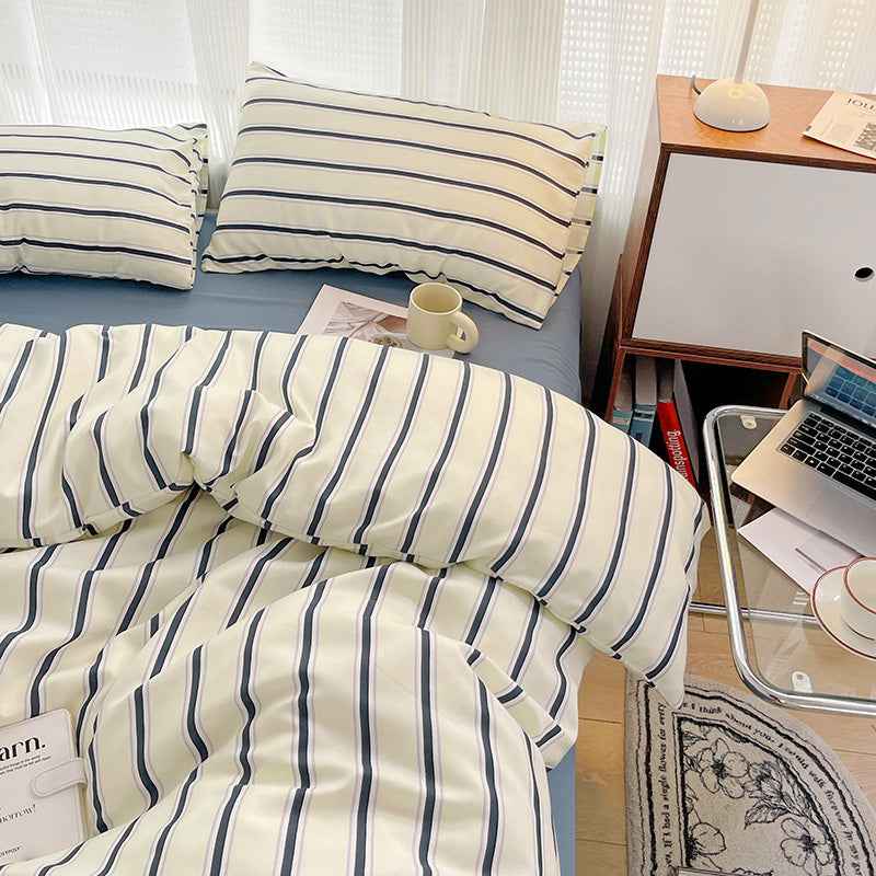 Cream with Navy Stripes