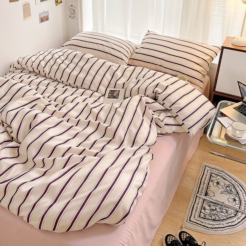 Light Pink with Plum Stripes