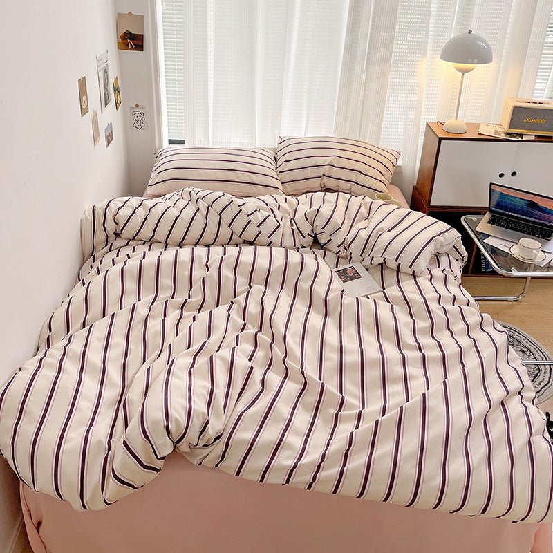 Light Pink with Plum Stripes