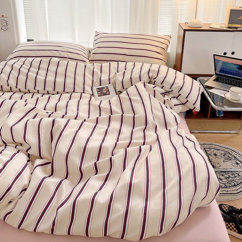 Light Pink with Plum Stripes