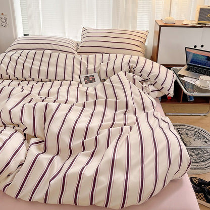 Light Pink with Plum Stripes