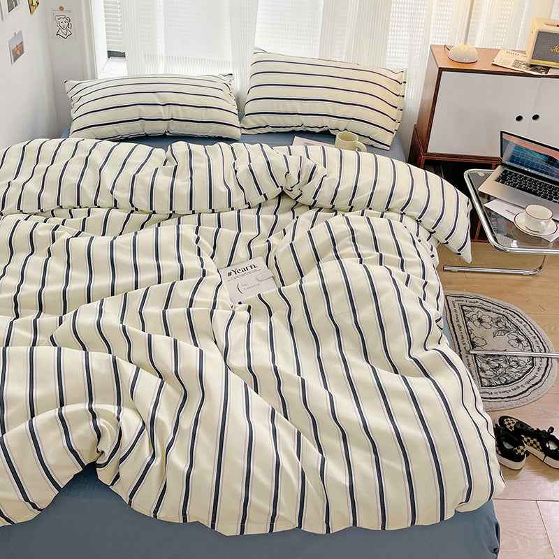 Cream with Navy Stripes
