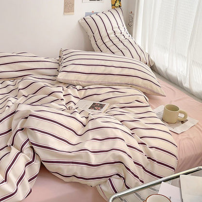 Light Pink with Plum Stripes