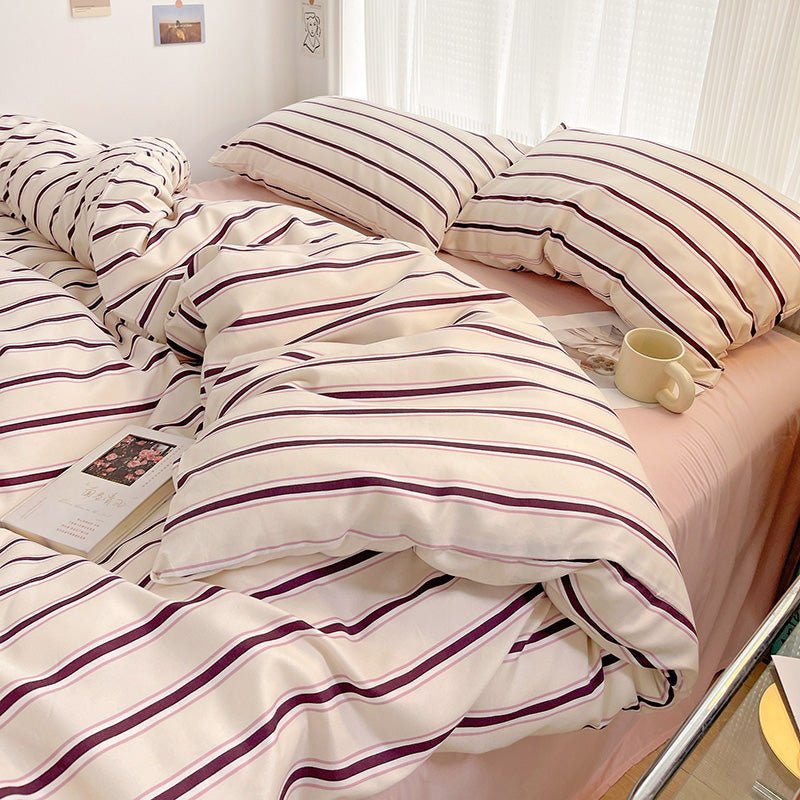Light Pink with Plum Stripes