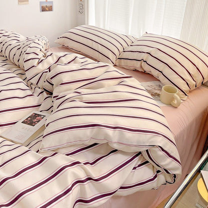 Light Pink with Plum Stripes