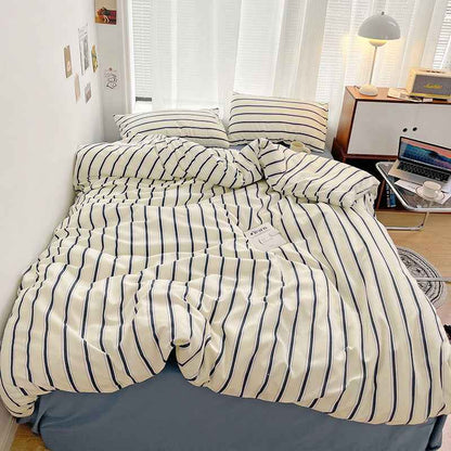 Cream with Navy Stripes