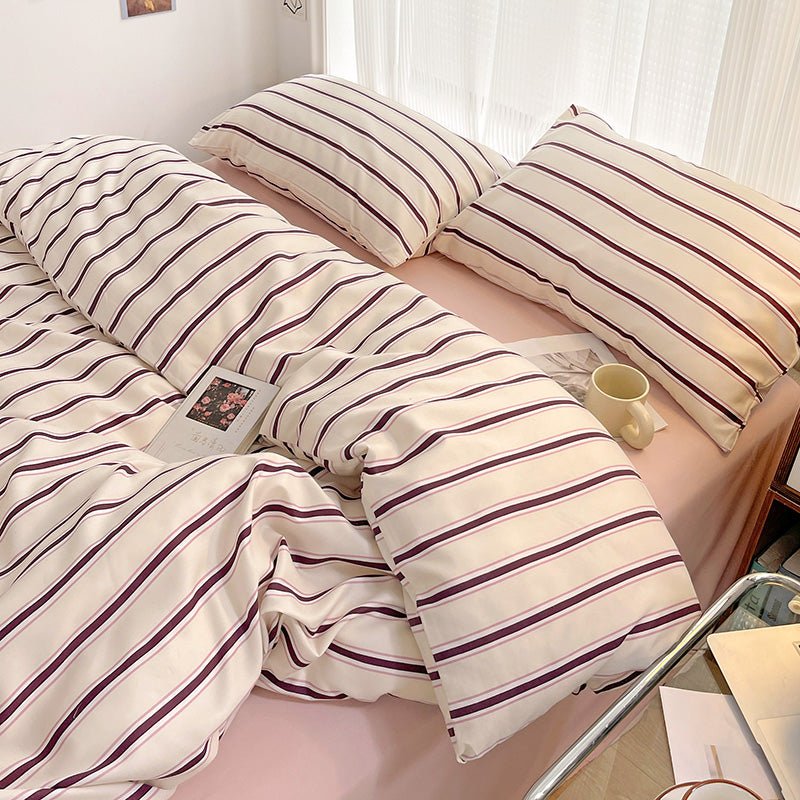 Light Pink with Plum Stripes