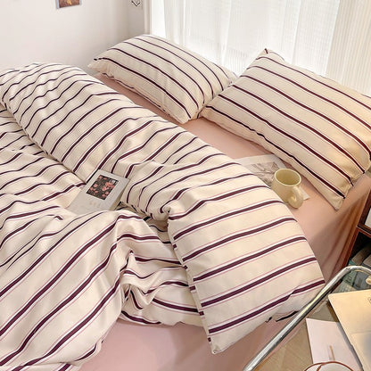 Light Pink with Plum Stripes