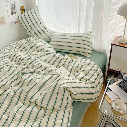 Cream with Green Stripes