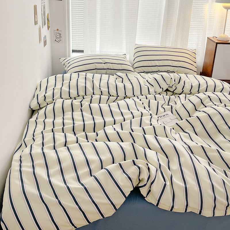 Cream with Navy Stripes