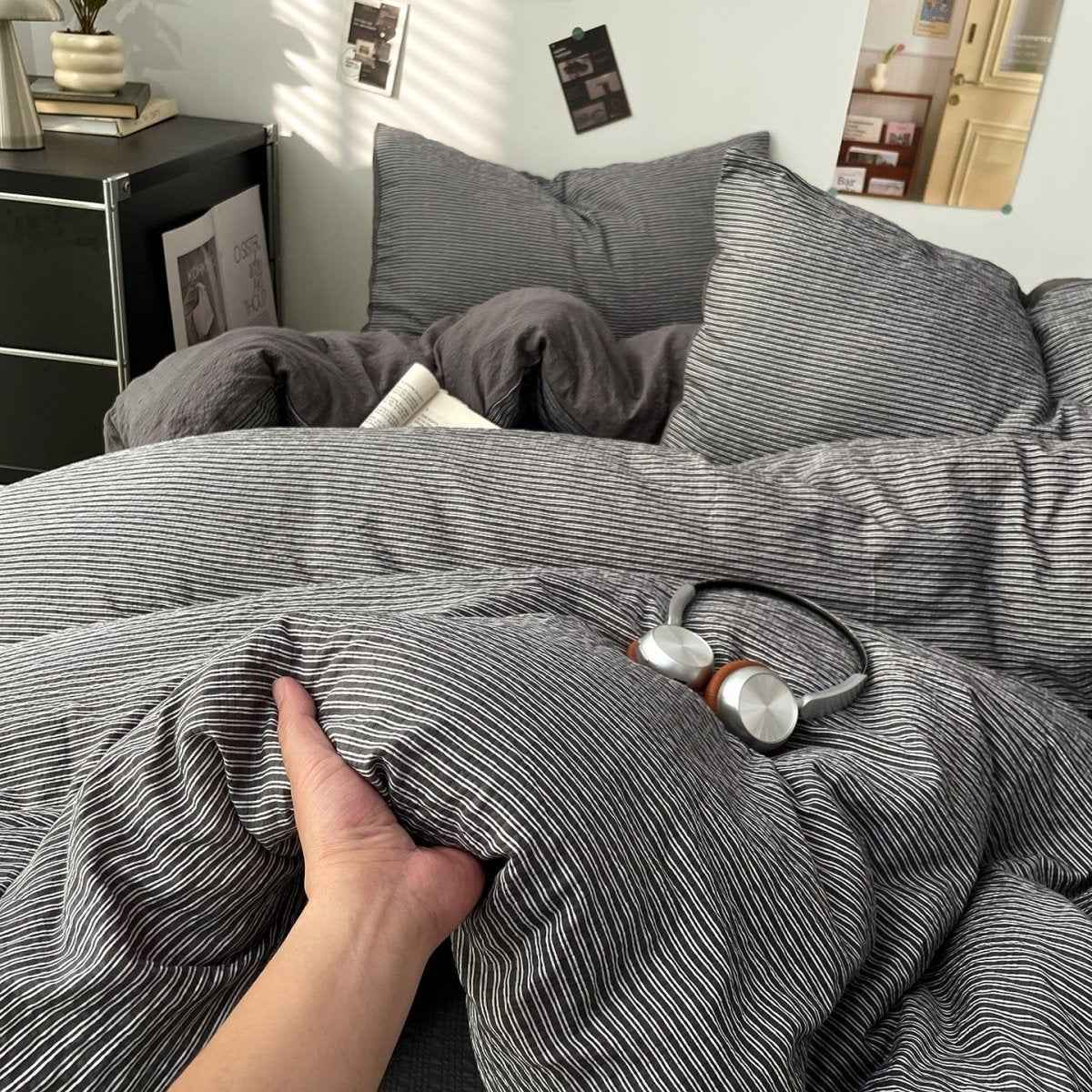 Cloud Weave Textured Bedding Collection - Charcoal Grey - WhisperLinens