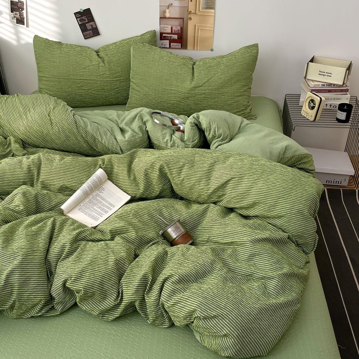 Olive Green - Cloud Weave Textured Bedding Collection - WhisperLinens