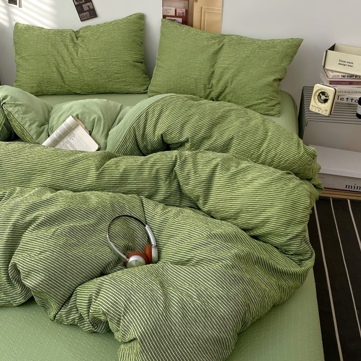 Olive Green - Cloud Weave Textured Bedding Collection - WhisperLinens