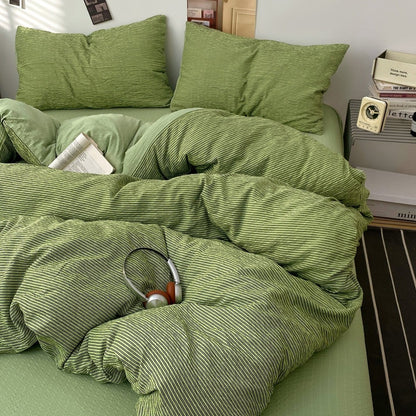 Olive Green - Cloud Weave Textured Bedding Collection - WhisperLinens