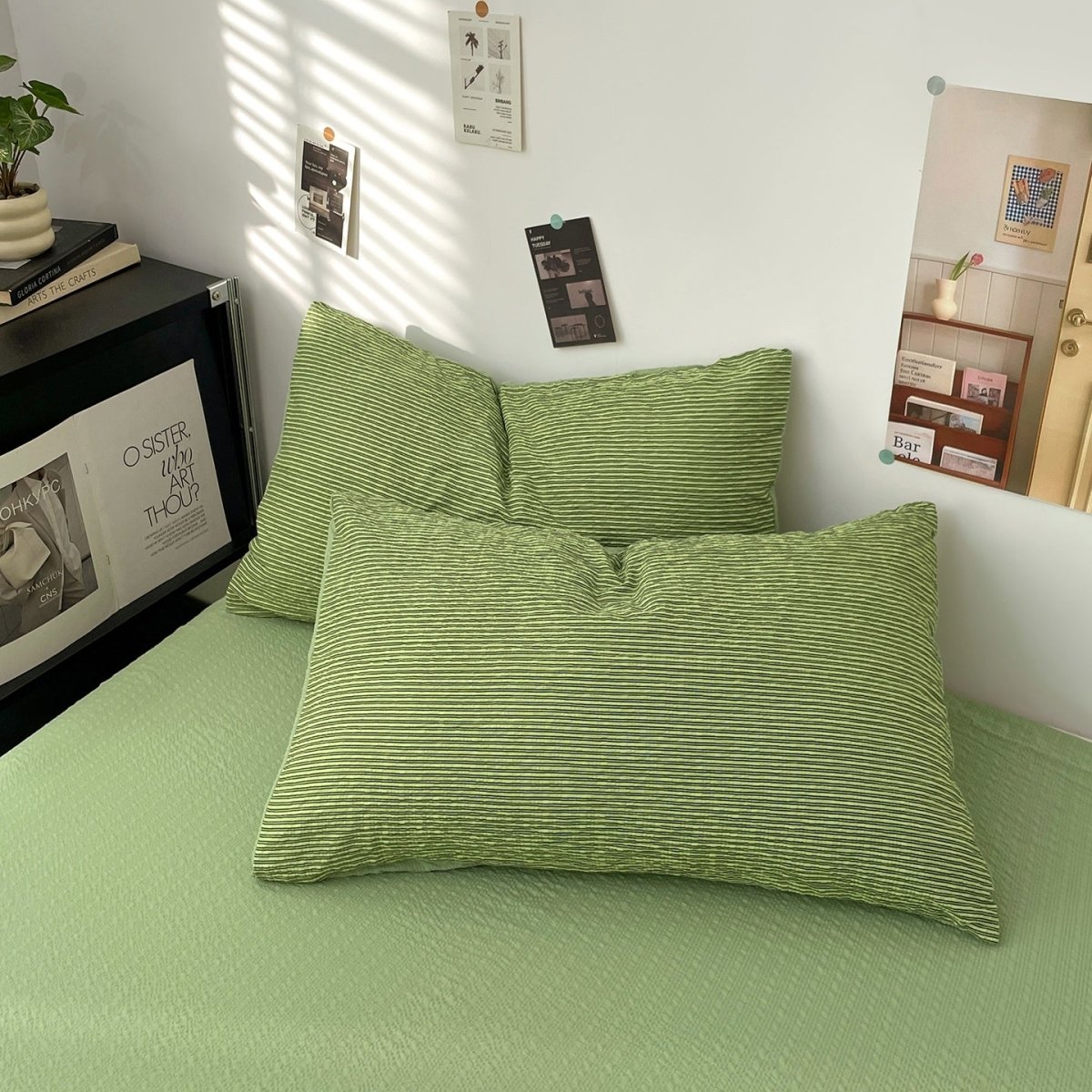 Olive Green - Cloud Weave Textured Bedding Collection - WhisperLinens