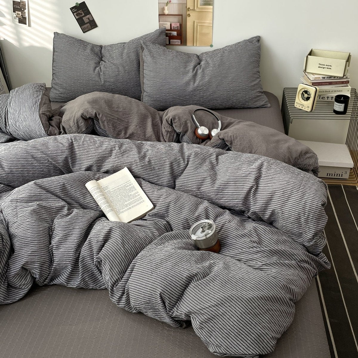 Cloud Weave Textured Bedding Collection - Charcoal Grey - WhisperLinens