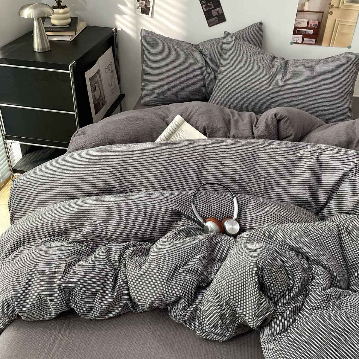 Cloud Weave Textured Bedding Collection - Charcoal Grey - WhisperLinens