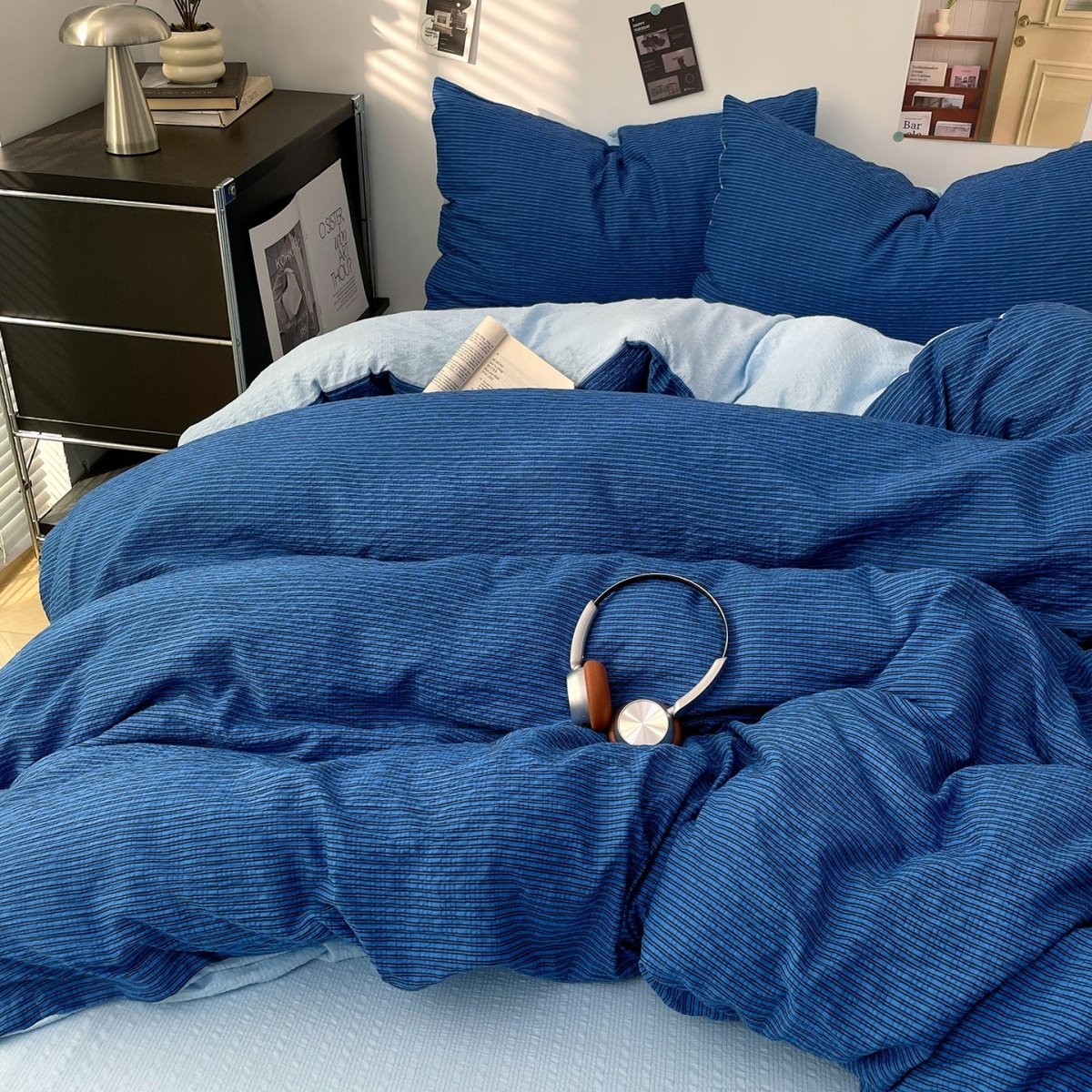 Royal Blue - Cloud Weave Textured Bedding Collection - WhisperLinens