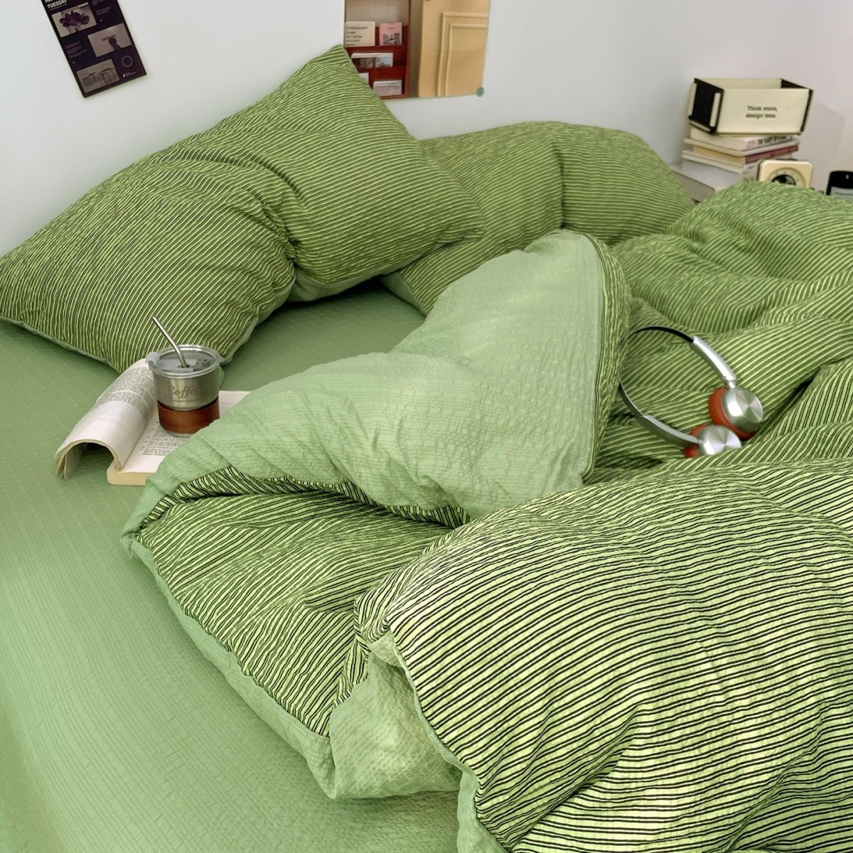 Olive Green - Cloud Weave Textured Bedding Collection - WhisperLinens