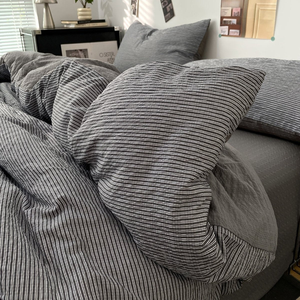 Cloud Weave Textured Bedding Collection - Charcoal Grey - WhisperLinens